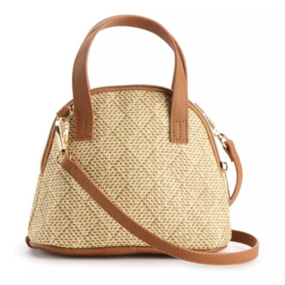 NWT! Disney Mickey Mouse Mini Woven Straw Tropical Crossbody bag Purse - Picture 2 of 5